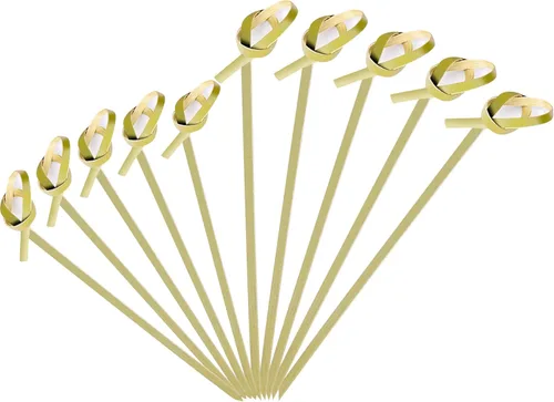 Vista 8 de 1200 piezas de palillos de cóctel de bambú, palillos de dientes elegantes para aperitivos, palos de cóctel de 4.13 pulgadas con nudo para bebidas