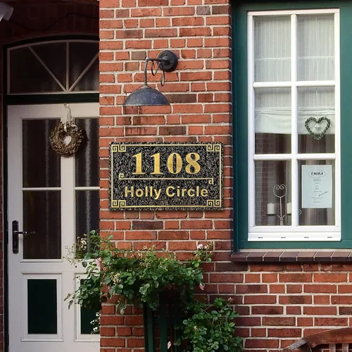 Vista 2 de Letrero de dirección fundido personalizado con número de casa, placa de dirección de casa de 12 pulgadas, letrero de número de Steet House