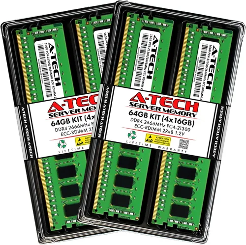 Vista 188 de A-Tech 4GB DDR4 2133MHz PC4-17000 ECC RDIMM 1Rx8 Single Rank 1.2V ECC Registered DIMM de 288 pines Módulo de actualización de memoria RAM