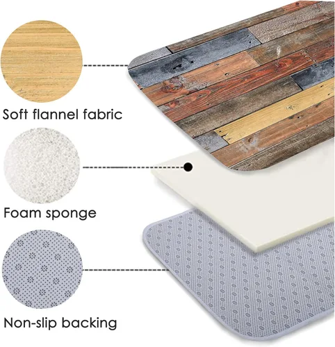 Vista 3 de Alfombra de baño de espuma viscoelástica y felpudos antideslizantes y absorbentes de paño