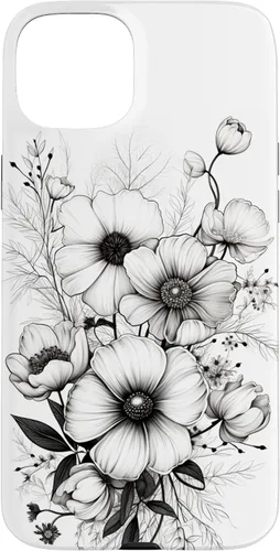 Vista 9 de Flowers Design Black and White Floral Women Case for iPhone 16
