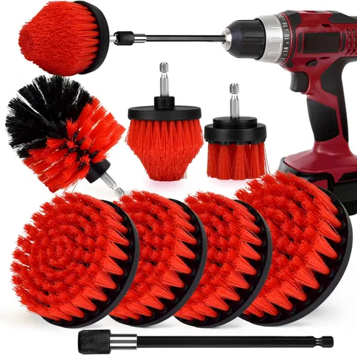 Vista 9 de Juego de accesorios de cepillo de taladro, paquete de 7 cepillos de limpieza eléctrica de 1/4 pulgadas + varilla larga extendida, accesorio