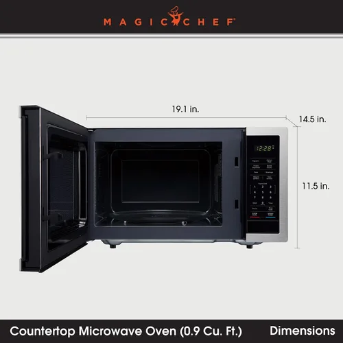 Vista 3 de Microondas de encimera de 900 vatios de 0.9 pies cúbicos con toque digital