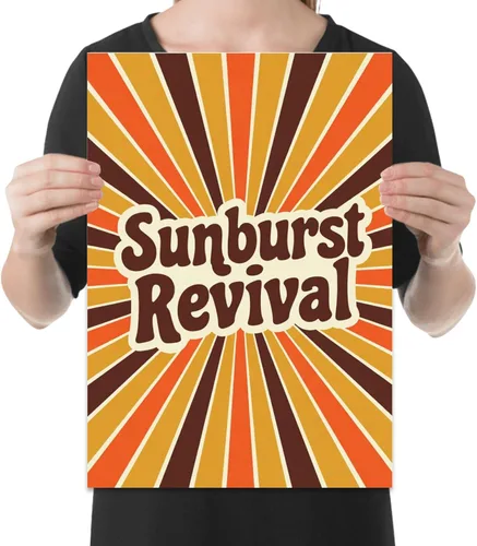 Vista 2 de Sunburst Revival - Retro Fan Wall Art - 13x19 Poster Print - 70s Inspired Decor