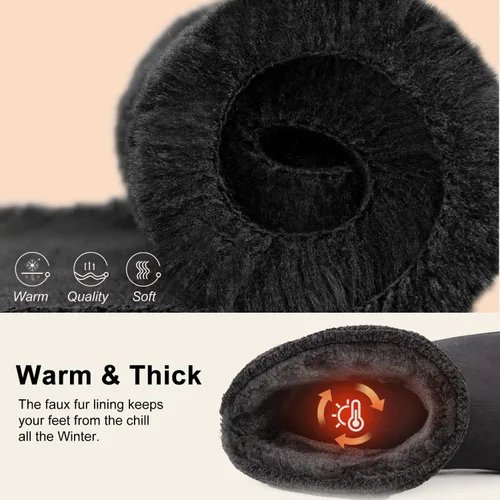 Vista 3 de LongBay Pantuflas de punto de chenilla cálidas para mujer, de espuma viscoelástica, cómodas, de gamuza, esponjosas, de espuma viscoelástica, botas