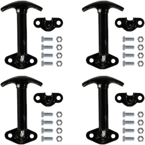 Buyers Products Wj96WCB4 Pestillo con resorte de 90 grados para capó con retén y herrajes - Acabado de esmalte negro, paquete de 4