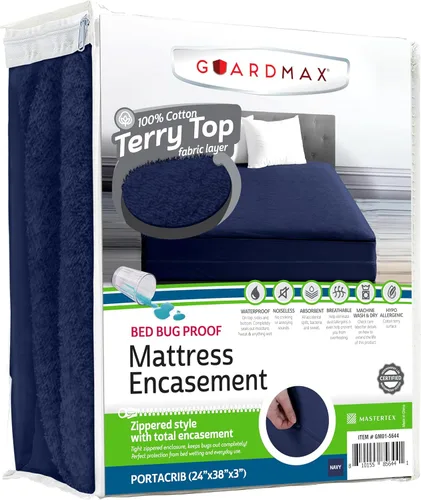 Vista 74 de Guardmax Funda de colchón individual con cremallera, protector de colchón 100% impermeable, suave y absorbente de algodón de rizo superior