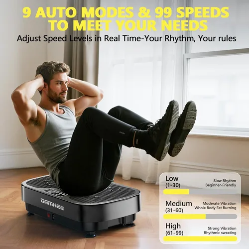 Vista 5 de Vibrating Board Exercise Machine, Vibrating Platform for Lymphatic Drainage, 120 Speeds, Upgraded Vibrating Board for Weight Loss, Full Body Workout