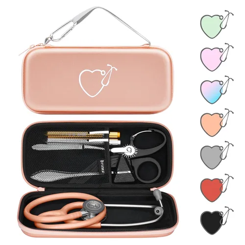 Vista 9 de Funda para estetoscopio Littmann Classic III, Lightweight II S.E de 3M, Acoustica Deluxe de MDF, espacio para accesorios de enfermera y equipo Negro