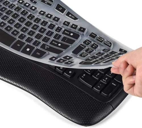 Vista 5 de CaseBuy Funda para teclado compatible con Logitech K350 MK550 MK570, accesorios de teclado inalámbrico Wave K350 MK550, protector de silicona