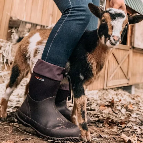 Vista 7 de HISEA Botas de lluvia para hombre, impermeables, para jardín, botas de goma, botas de trabajo al aire libre, 6