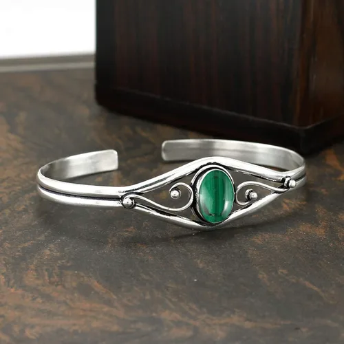 Vista 4 de Natural Gemstone Cuff Bangle Bracelets for Women Handmade Statement Birthstone Jewelry Adjustable Size for Perfect Fit Gift for Birthdays