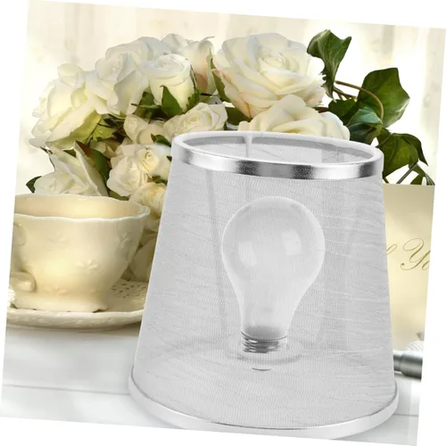 Vista 5 de Veemoon Persianas de repuesto para candelabro, pantalla decorativa transparente, cubierta de luz de rosca plateada para el hogar, tela elegante