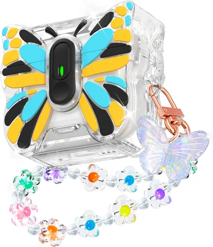 Vista 20 de R-fun Funda para AirPods Pro 2 Butterfly Artistry - Tapa desplegable automática y función de soporte, protección de grado militar de 360°