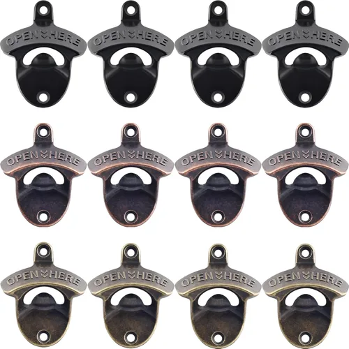 Vista 27 de Abrebotellas montado en la pared, bronce antiguo, abrebotellas de cerveza retro, montaje para poste, barbacoa, KTV, cocina