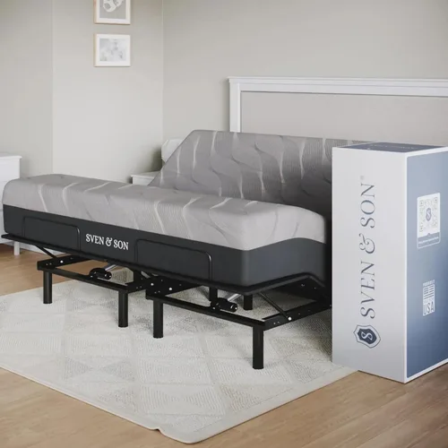Vista 18 de Sven & Son Essential - Base de cama ajustable tamaño queen + colchón de espuma viscoelástica de gel frío de 12 pulgadas, inalámbrica, fácil
