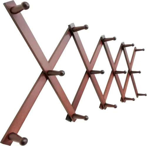 Vista 29 de SKOLOO Perchero de pared para sombreros con 14 ganchos, paquete de 2, de madera maciza, moderno, perchero de pared expandible para abrigos, Blanco
