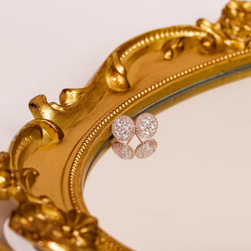 Vista 3 de PAVOI 14K Gold Plated Sterling Silver Post Stud Earrings for Women Pave CZ Mini Disc Gold Earrings for Women