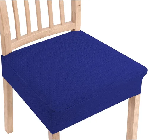 Vista 25 de Smiry Juego de 4 fundas de asiento elásticas de jacquard para sillas de comedor, extraíbles y lavables, sin fundas traseras, color negro