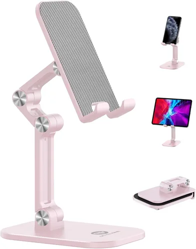 Vista 14 de OCYCLONE Soporte para teléfono, altura y ángulo ajustable, soporte plegable para teléfono celular para escritorio, soporte más alto para iPhone Beige