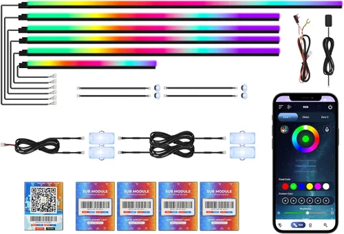 Vista 11 de Nueva versión Dreamcolor Luces de interior de coche acrílicas 18 en 1 RGB Kit de iluminación ambiental para coche APP Control Sistema de control por