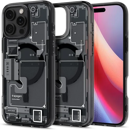Vista 31 de Spigen - Funda Ultra Hybrid MagFit con impresión digital directa para iPhone 15/14/13, diseño Zero One, color negro, compatible con MagSafe