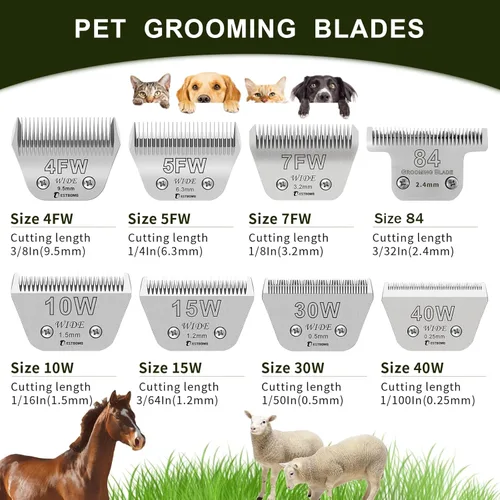 Vista 4 de Cuchillas desmontables para el aseo de perros para mascotas, tamaño 30 W, hoja ancha, longitud de corte de 1/100 pulgadas, compatible con A***s