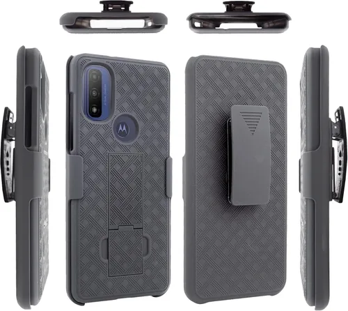 Compatible con Moto G Pure 2021 Slim Shell Funda resistente a prueba de golpes de cuerpo completo con vidrio templado, funda para teléfono con