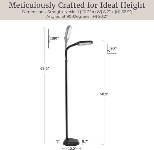 Vista 4 de Lavish Home - Lámpara de pie con luz solar y cuello de cisne ajustable