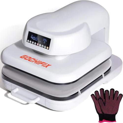 Vista 10 de GOCHIFIX máquina de prensa de calor automática para gorras, apertura/liberación automática, 4 modos de memoria, control preciso