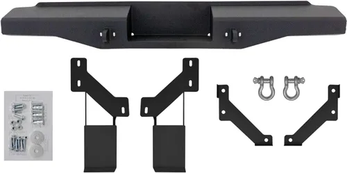 Vista 2 de SuperATV Sheet Metal Rear Bumper For Can Am Defender HD 5/8/10/MAX, Thick Steel Plating, 2 D-Ring Shackles, Built-In Winch Mount Pre-Fit For