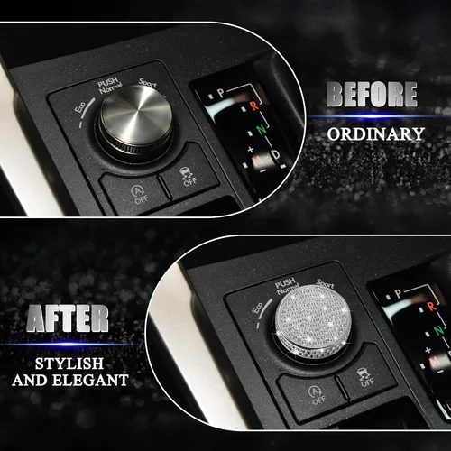 Vista 3 de TOMALL Cubierta de botón de modo de conducción de automóvil de aleación de zinc, diamantes de imitación de cristal, compatible con Lexus RX NX