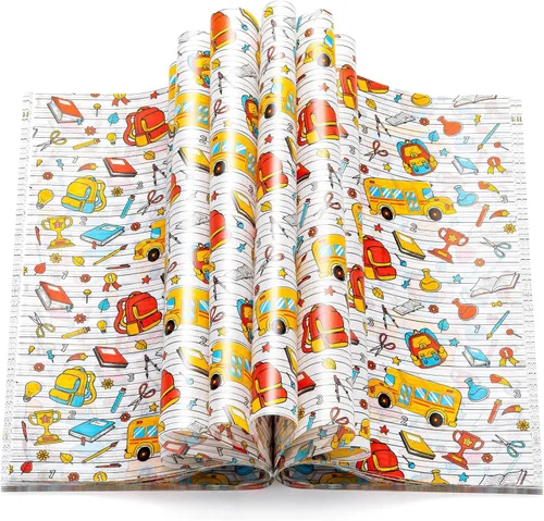 100 piezas de hojas de papel encerado de regreso a la escuela para alimentos, papel encerado para envoltorios de sándwiches de comida, envoltorios