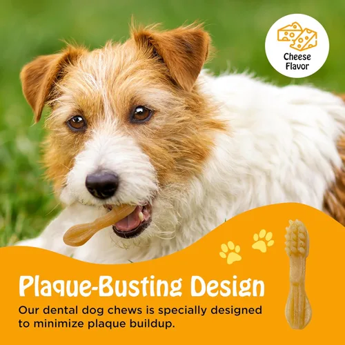 Vista 4 de PIMA - Golosinas dentales con queso para perros, golosinas dentales de queso de yak para perros, limpieza natural de dientes de perro masticable