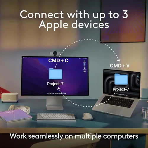 Vista 10 de Logitech MX Anywhere 3S para Mac, mouse Bluetooth inalámbrico compacto, seguimiento de 8K DPI en cualquier superficie, clics silenciosos, USB C