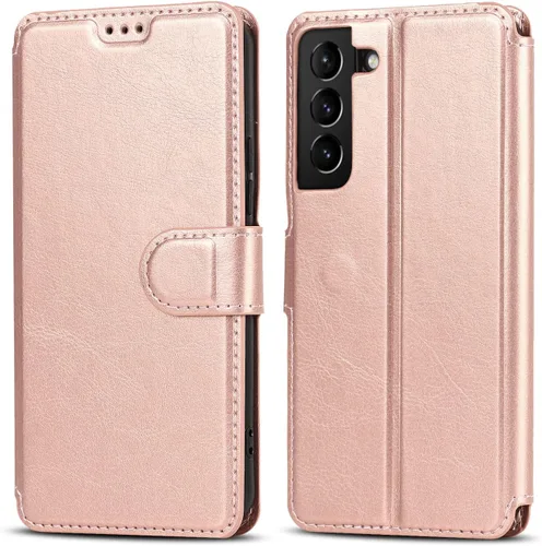 Vista 14 de QLTYPRI Para Samsung Galaxy S21 5G Caso PU Funda De Cuero Flip Con Ranuras Para Tarjetas Soporte De Visión Cierre Magnético Flip Folio Cubierta Negro