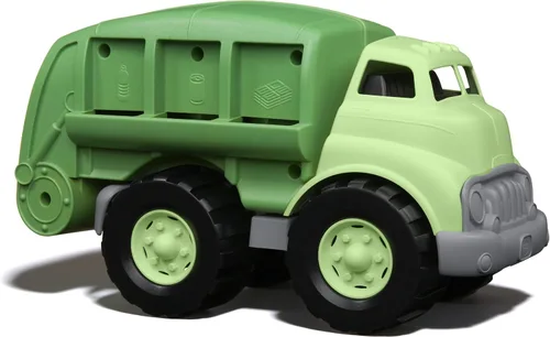 Camión de reciclaje Green Toys en color verde - Camión de basura libre de BPA y ftalatos para mejorar la motricidad gruesa y fina. Vehículos de