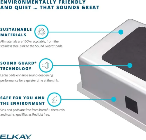 Vista 8 de Elkay ELUHAD311855PD Lustertone Classic - Fregadero ADA de acero inoxidable con drenaje perfecto
