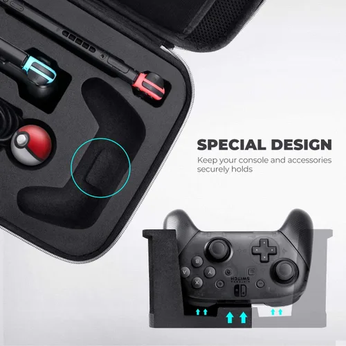 Vista 4 de Mumba Funda de transporte de lujo para Nintendo Switch OLED y Nintendo Switch bolsa de almacenamiento de viaje de gran capacidad para consola Switch