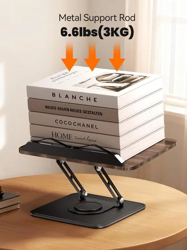Vista 5 de Tounee Soporte para libros, soporte giratorio de 360°, soporte ajustable para libros de cocina para leer manos libres, soporte plegable para libros