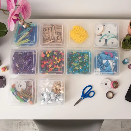 Vista 6 de Iris caja de almacenamiento de suministros 10 piezas, Plástico, Transparente, S