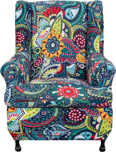 Vista 20 de Eco-Ancheng Funda para silla Wingback, 2 piezas, respaldo de ala, fundas de elastano para sillón con respaldo de ala, fundas para sillón con parte