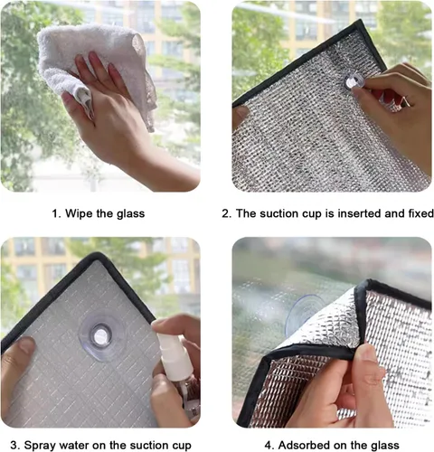 Vista 9 de Película reflectante de privacidad para ventana con bloqueo solar, película de aislamiento térmico de papel de aluminio, control de calor, tinte