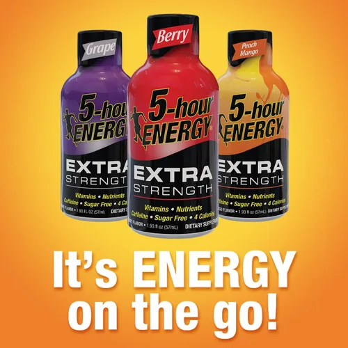 Vista 4 de 5 Hour Energy Shot Extra Strength Grape- Paquete de 96 botellas de 2 onzas