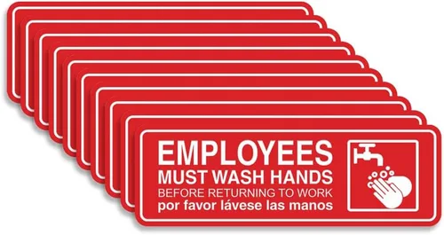 Vista 28 de Standard Employees Must Wash Hands - Letrero para puerta/pared, color negro, pequeño