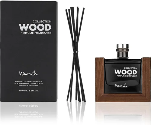 Vista 5 de Juego de difusor de varillas de lujo para el hogar, con varillas perfumadas y recarga de aceite esencial en botella de vidrio, marco de madera