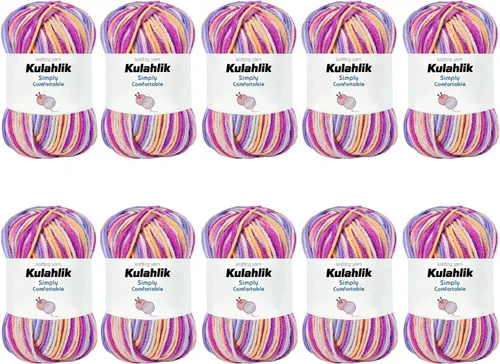 Vista 78 de Hilo acrílico de 1.76 oz (1 x 1.76 oz) para tejer y tejer, hilo de hilo degradado colorido, 1 rollo de madejas, hilo acrílico multicolor, perfecto