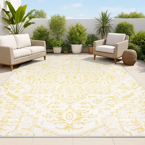 Vista 9 de JONATHAN Y SMB105D-28 - Alfombra pasillo Estrella con medallón bohemio tejido texturizado interior/exterior, estilo costero rústico glamuroso, fácil