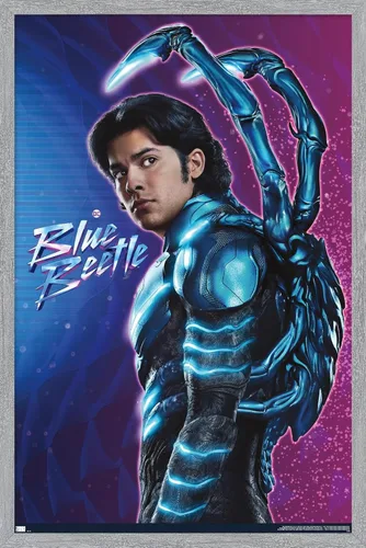 Vista 12 de Trends International DC Comics Movie Blue Beetle - Póster de pared de Jaime Reyes, 14.725 x 22.375 pulgadas, versión enmarcada plateada Versión