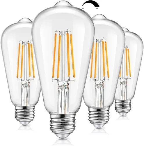 Bombillas LED vintage regulables Edison equivalentes a 100 W, 8 W, 1200 lúmenes, base E26, bombilla de filamento LED, 2700 K, blanco cálido,